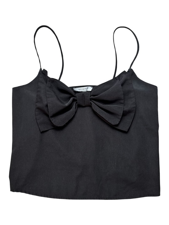 Solemio Tops - Solemio Black Bow-Front Spaghetti Strap Cami